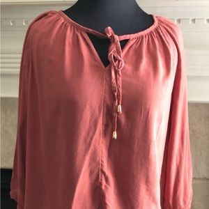 Soft Surroundings Blouse Women Size Petite Large Color Light Maroon 3/4 Sleeve=L